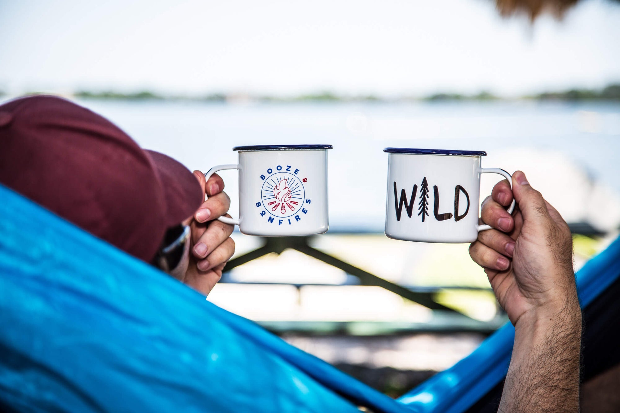 coffee mugs in hammock