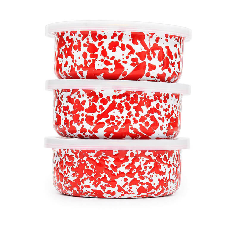 Buy Storage Bowls with Lids, 3-pc Set - Enamelware