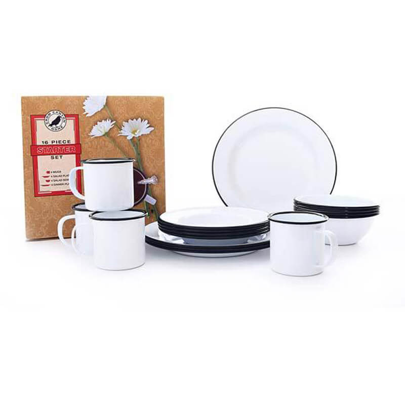 16 Pc Enamelware Starter Set Dinnerware Set Crow Canyon Home